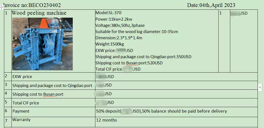 Sl-370 descascador de madeira pi para a Coreia