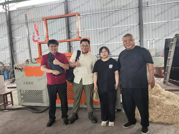 Wood shaving machine factory visit by korean clients