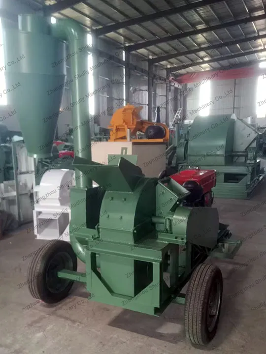 Wood Crusher Machine Used In U.s. Wood Processing Plant For Wood Scrap 1 Wood crusher with wheels and cyclone