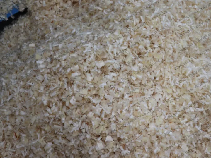 Commercial Wood Shavings Machine For Sale 9 Final products of spiral shaft log shaving machine