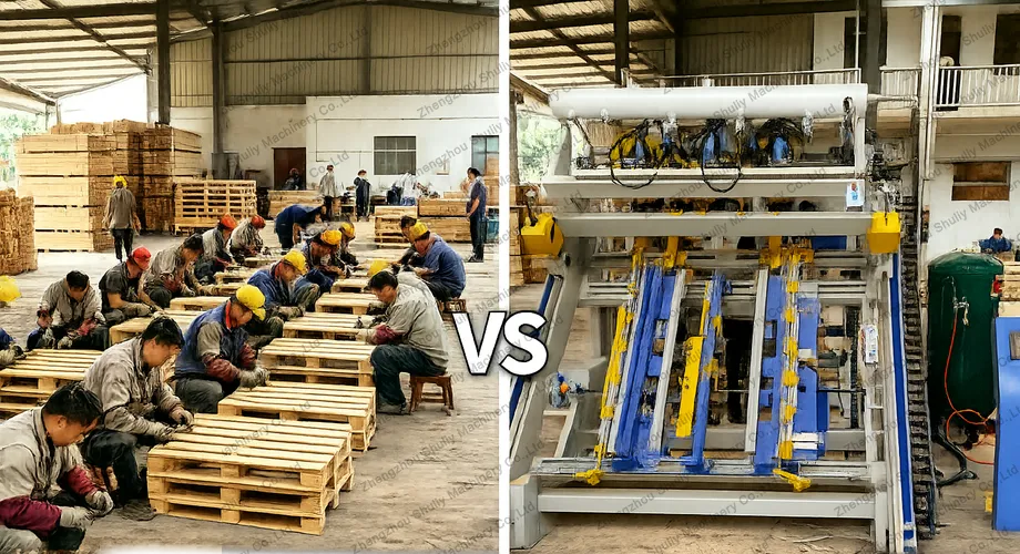 Automatic Wood Pallet Nailing Machine 6 Manual vs automatic pallet nailing