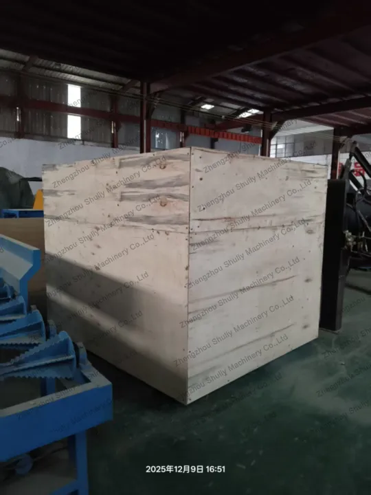 Wood machine in wooden crate for delivery